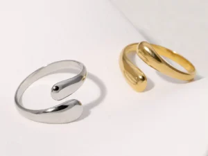 Retro Water Drop Ring Silver Gold