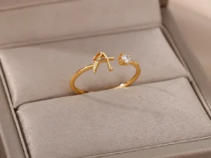 Tiny Initial Letter Open Ring