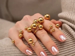 Irregular Beads l Rings For Women Men Open Gold