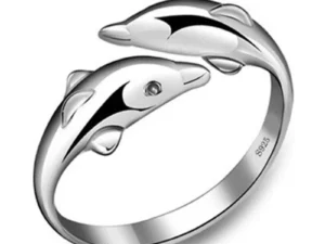 925 Sterling Silver Jewelry Open Happy Double Dolphin