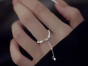 Fashion Silver Color Sparkling Gypsophila Pull Rings for Women Simple   Adjustable Flash Fine Ring Wedding Jewelry Party Gift
